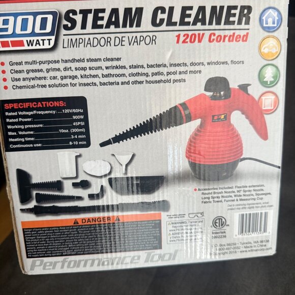 Performance Tool 900W Handheld Steam Cleaner 120V Corded Non-Toxic - Picture 3 of 4
